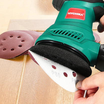 HYCHIKA 300W Random Orbital Sander with 12 Pieces Sandpaper 6 Speeds 230V Sanding Machine for Wood Metal Polishing Tools