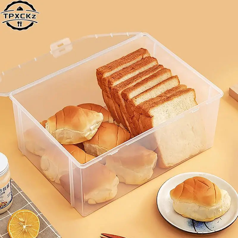 Bread Container Storage Box Kitchen Dispenser Bread Boxes Baking Bread Cake Containers Airtight Box Refrigerator Clear Kitchen