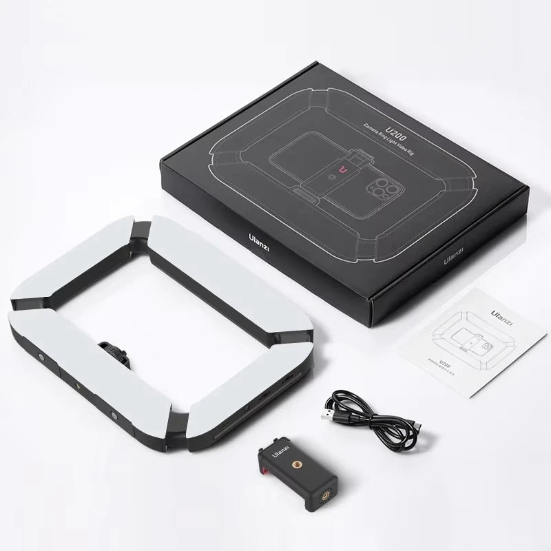 Ulanzi U200 Rechargable Smartphone Video Rig Vertical Shooting LED Ring Light LED Video Light DSLR Smartphone Handle Vlog Grip