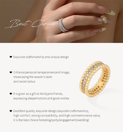 ATTAGEMS New Trends Moissanite Eternal Rings for Women S925 Sterling Silver D VVS1 Diamond Elegant Engagement Bands Fine Jewelry