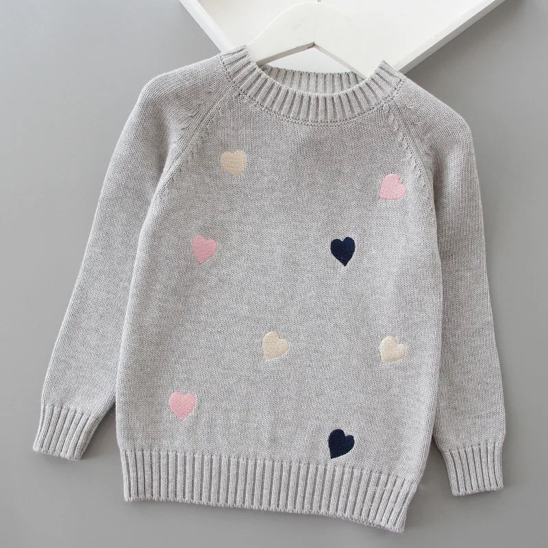 Pull d'automne-hiver pour filles, motif mignon amoureux, pull tricoté en polaire épaisse et chaude