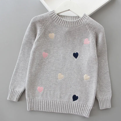 Pull d'automne-hiver pour filles, motif mignon amoureux, pull tricoté en polaire épaisse et chaude