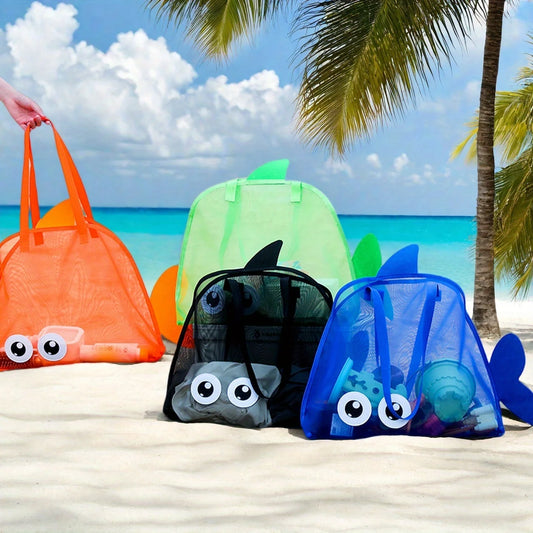 Sac de plage en filet, grand sac fourre-tout de plage avec poches pour la piscine familiale, idéal pour ranger jouets et accessoires de vacances, sacs à coquillages pour la plage