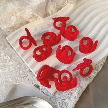 Lot de 10 élastiques à cheveux rouges pour filles, motif couronne et papillon, pour le Nouvel An. Sans danger pour les cheveux. Cordon en caoutchouc pour queue de cheval.