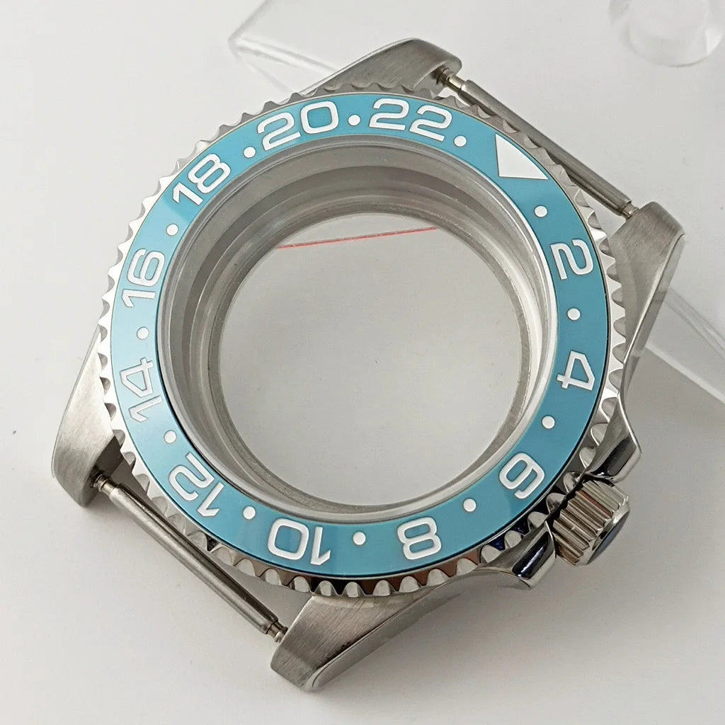 Goutent 40mm Sapphire Crystal Watch Case Blue Ceramic Bezel Fit NH34 NH35 NH36 ETA 2824 PT5000 ST2130 Movement