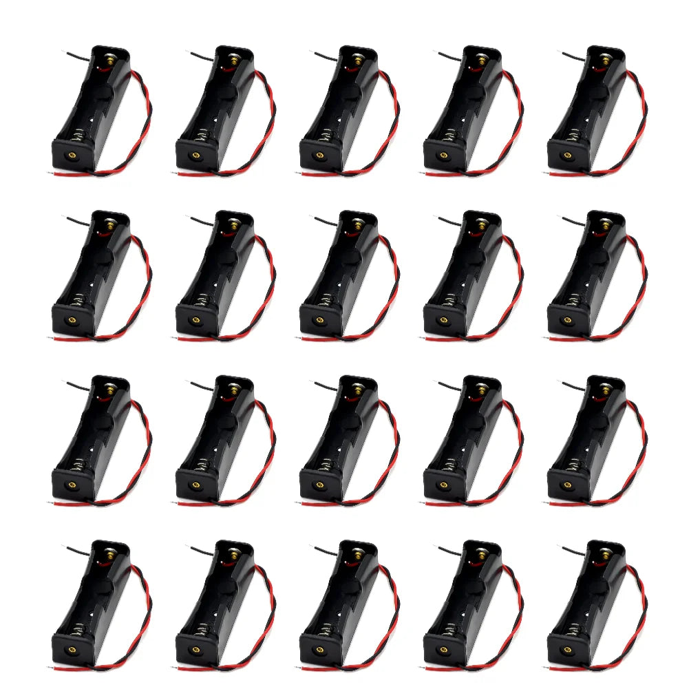 1 2 3 4 Slot DIY Batteries Clip Holder Container Plastic 18650 Holder Box with Wire Lead Black for 18650 3.7V Battery
