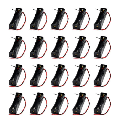 1 2 3 4 Slot DIY Batteries Clip Holder Container Plastic 18650 Holder Box with Wire Lead Black for 18650 3.7V Battery