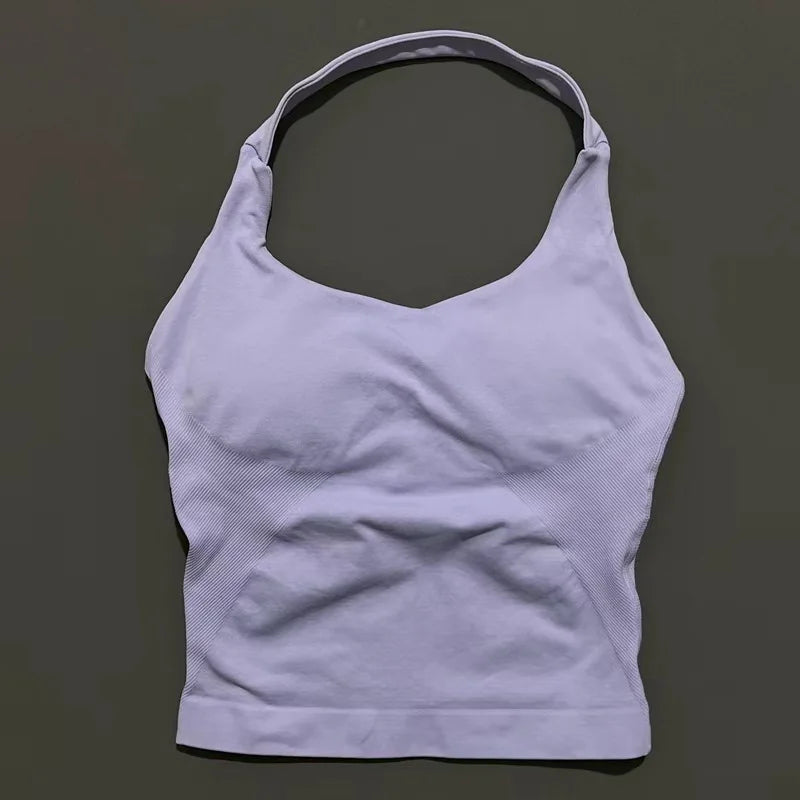 HISTELLO Halter Top Gym Vest Woman Backless Tank Tops Push Up Sport Bras Running Vest Workout Tops Activewear Yoga Clothing