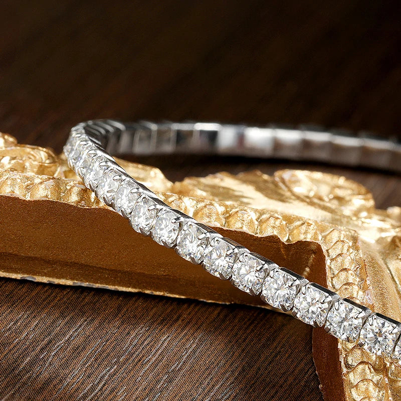 Bracelet de tennis KNOBSPIN en moissanite VVS1, 3,84-6,4 ct, diamètre 2,5 mm/3 mm, en argent sterling s925 élastique, pour femmes et hommes.