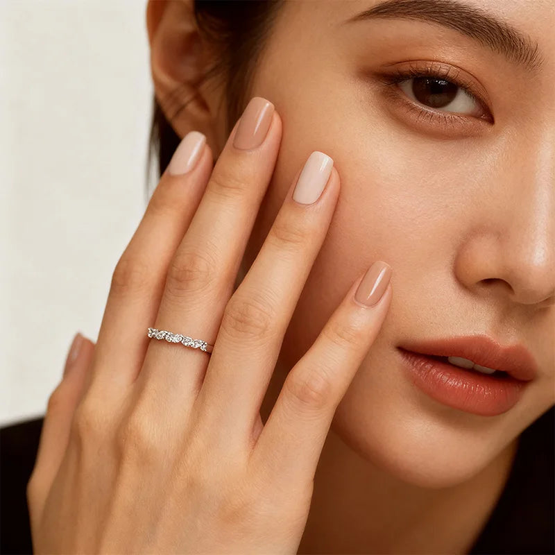 Bague tendance TFGLBU en moissanite de 1,5 mm pour femme, sertie de diamants de laboratoire assortis, anneau en argent sterling 925 certifié, vente en gros de bijoux