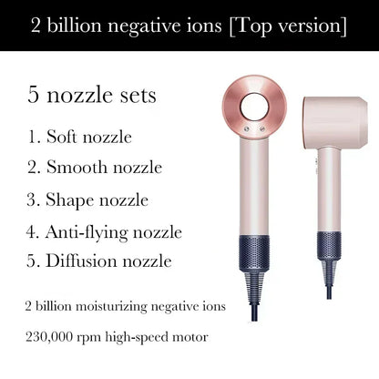 2025 Super Hair Dryer 220V Leafless Hair Dryer Personal Hair Care Styling Negative Ion Tool Schedule Negative Ion Electric Dryer