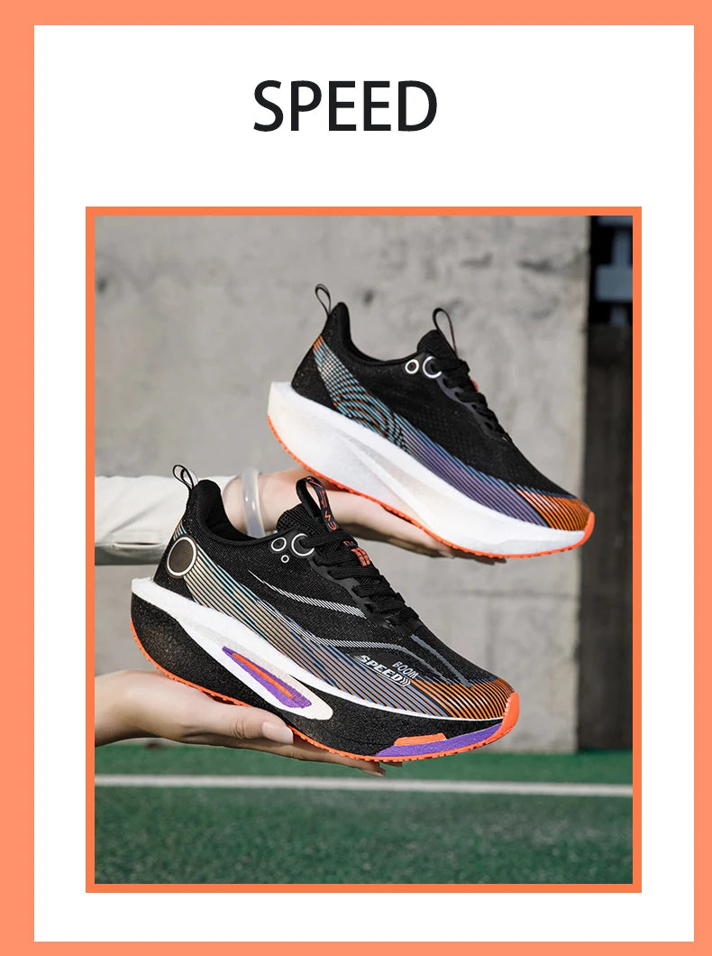 Unisex Carbon Board Running Shoes Professional Marathon Lightweight Bouncing Pad Breathable Ladies Stable Support Sports Shoes