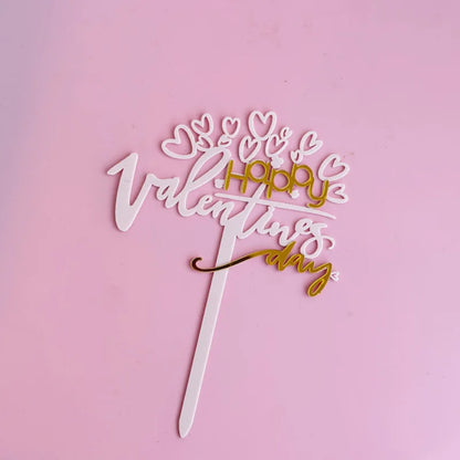 INS 14 Style Happy Valentine's Day Acrylic Cake Toppers Red Love Valentine's Day Cake Topper for  Valentine's Day Party Gifts