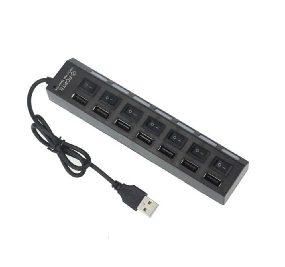 7 Ports USB 2.0 Hub Usb HUB 2.0 Multi USB Splitter Hub Multiple USB Expander 2.0 USB Hub 7 in 1 with On/Off Switch For PC Laptop