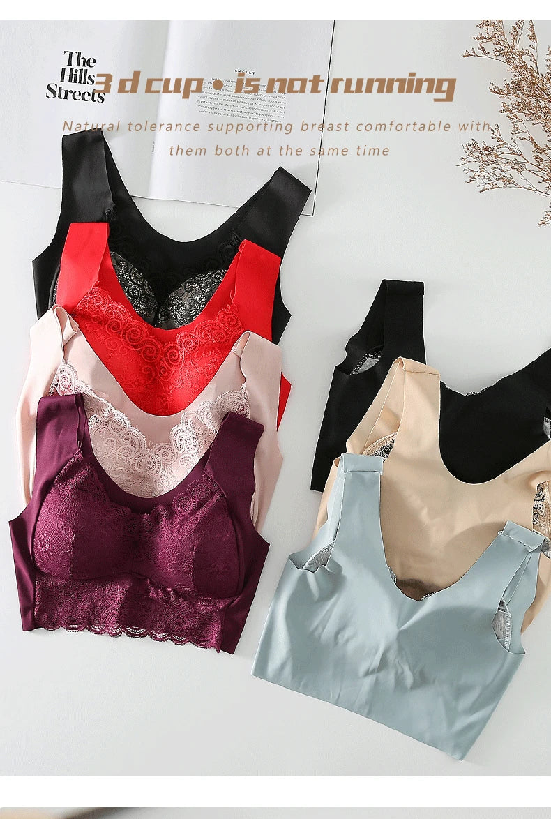 Bras For Women Underwear Plus Size Bra M-5XL Wire Free Brassiere Summer Wireless Bralette Push Up Sexy Lace Bra With Padding