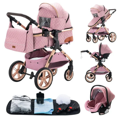 Newest Baby Stroller 3 in1 Multifunctional Stroller Easy Folding Travel Portable Baby Carriage Safety Seat EU Standard