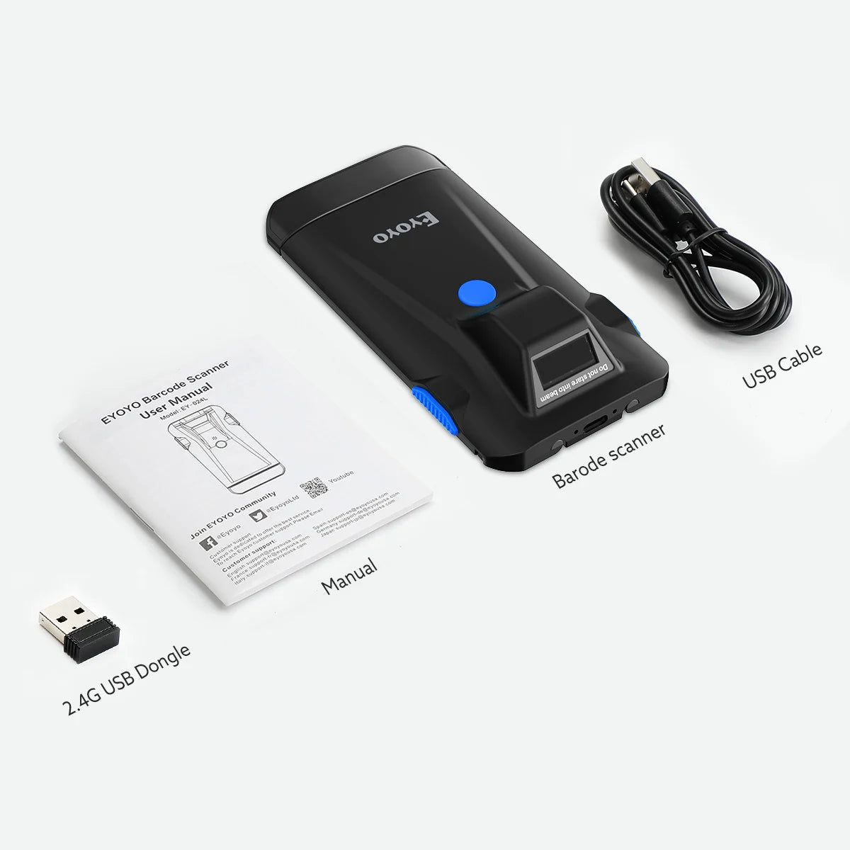 Eyoyo EY-017 2D Back Clip Bluetooth Barcode Scanner Portable Barcode Reader Data Matrix Code 1D 2D QR Scanner Android IOS System