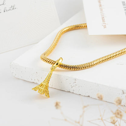 Nouvelle chaîne de sécurité plaquée or, fermoir cœur, arbre généalogique, perle breloque flocon de neige compatibles avec les bracelets européens originaux en argent 925 - Bijou à offrir