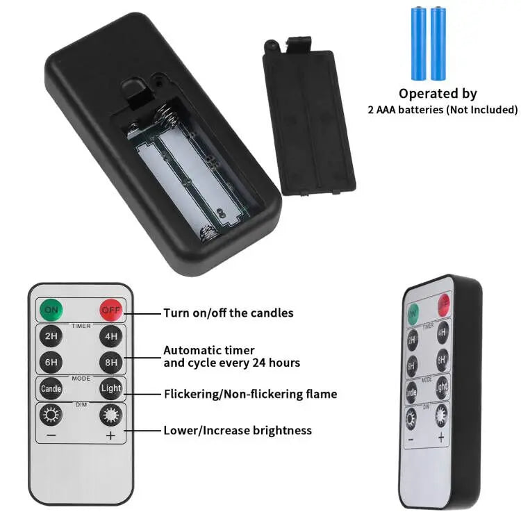 Pack of 6 Remote Control LED Decorative Candle Light Battery Operated Flameless Electronic Home Party Wedding Candle With Timer