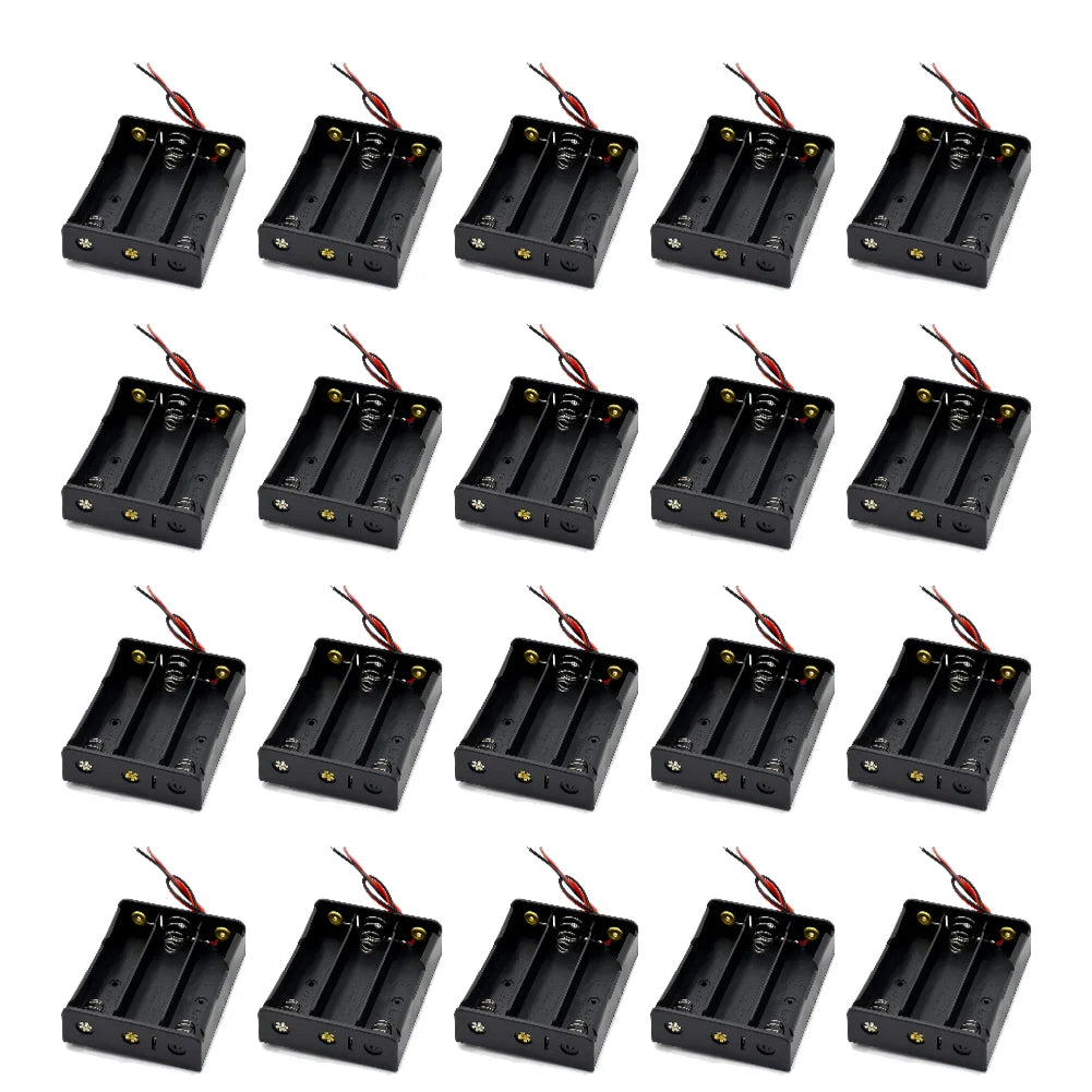 1 2 3 4 Slot DIY Batteries Clip Holder Container Plastic 18650 Holder Box with Wire Lead Black for 18650 3.7V Battery
