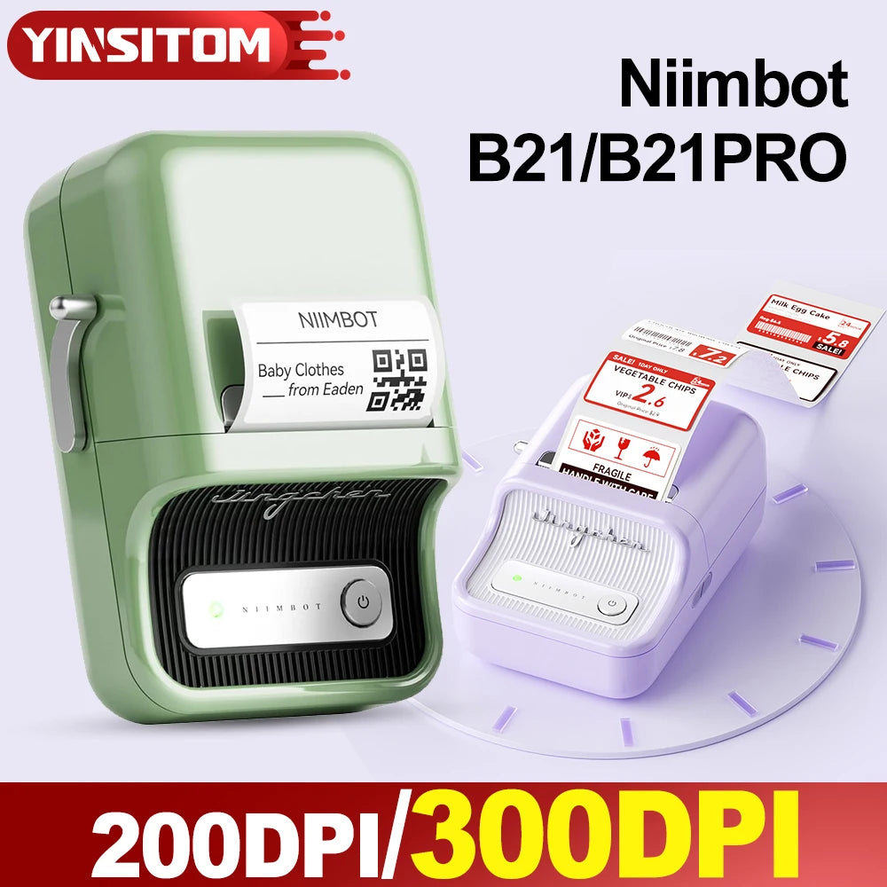 Niimbot B21 B21PRO Mini Adhesive Label Printer Wireless Portable Thermal inkless Maker Photo Barcode PriceTag Sticker 200 300dpi