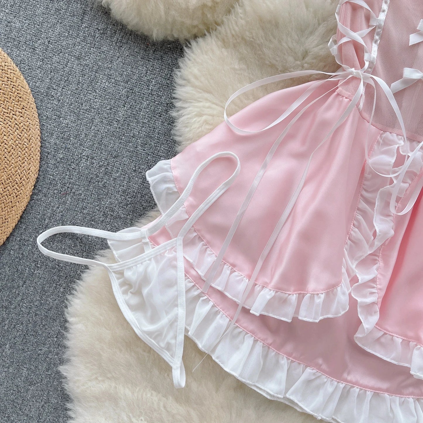 Kawaii Maid Oufit See Through Anime Cosplay Lingerie Cute Cat Women Lolita Sexy Bunny Halloween Costumes Lace PrincessDress New