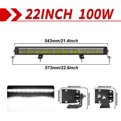 CO LIGHT New Slim 52 Inch LED Light Bar White & Amber 42" Led Work Light 6500K 3500K DRL 30000LM Off Road Driving Lamp 12V 24V