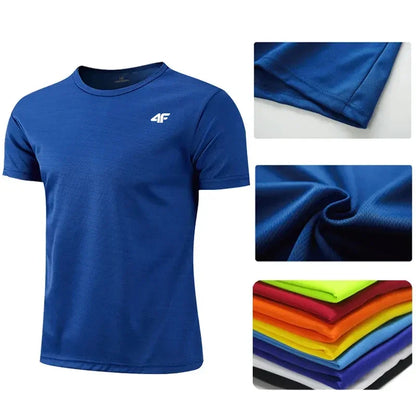 Men's Summer Exercise Trainning T-shirt High Quality Breathable Quick Dry Short Sleeved Top Marathon Gym Fitness Basketball Tees