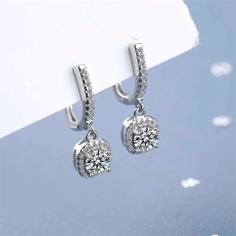 Boucles d'oreilles créoles Huggie en moissanite 2 carats pour femme, diamant de laboratoire, argent sterling 925, bijoux fins.