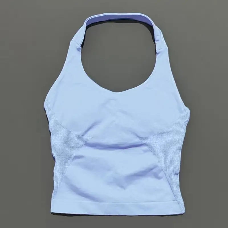 HISTELLO Halter Top Gym Vest Woman Backless Tank Tops Push Up Sport Bras Running Vest Workout Tops Activewear Yoga Clothing