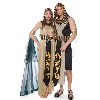 Robe Cosplay pour Couple, Costume de fête de carnaval antique égyptien, paon cléopatra, Halloween, médiéval, King, Queen, déesse