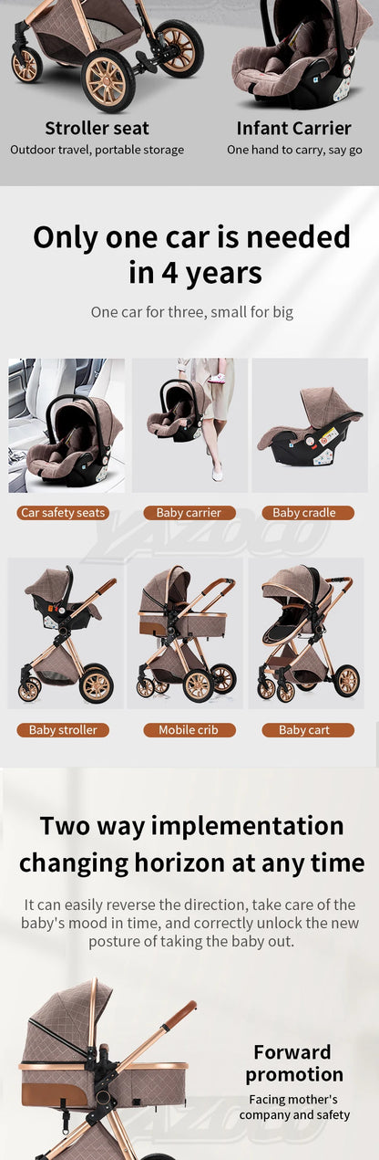 Newest Baby Stroller 3 in1 Multifunctional Stroller Easy Folding Travel Portable Baby Carriage Safety Seat EU Standard