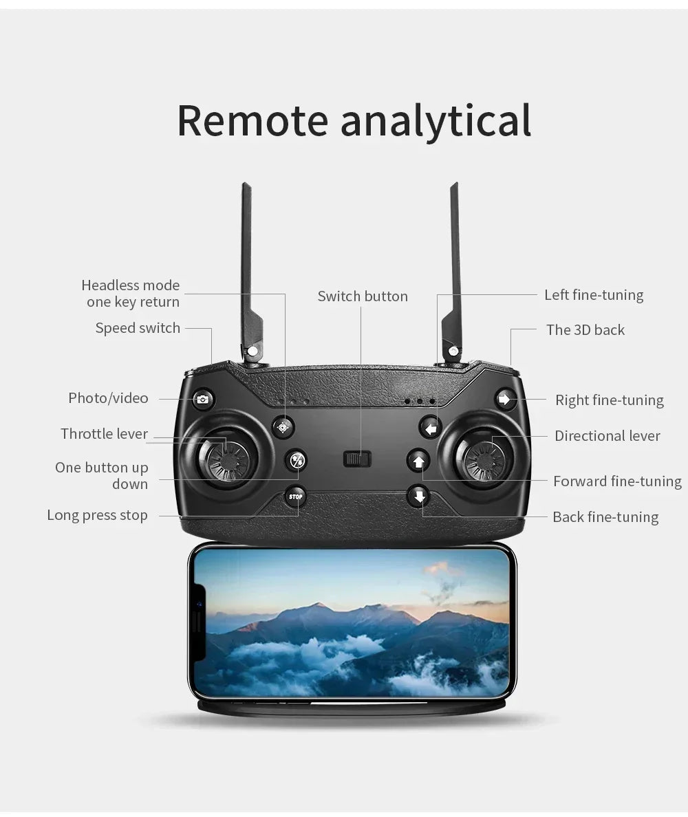 2025 New E88 WIFI FPV Drone Quadcopter With Wide Angle HD 4K Camera Height Hold RC Foldable Quadcopter Drones UAV Gifts Toys