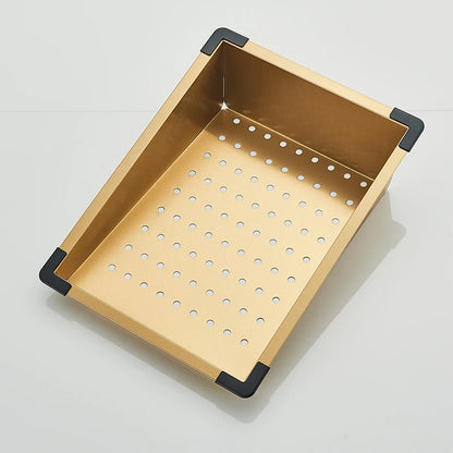 Évier double cascade doré en acier inoxydable, évier de cuisine avec grand bac à évier unique en relief, bassin de lavage pour la cuisine