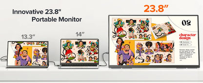 23.8inch Portable Monitor 100HZ 100% SRGB IPS USB-C HDMI Large Work Switch Home Gaming Second Monitor Adjustable Stand Laptops