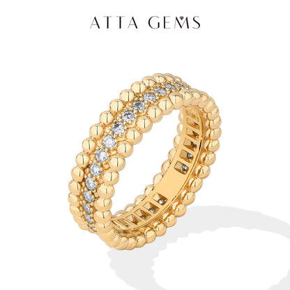 ATTAGEMS New Trends Moissanite Eternal Rings for Women S925 Sterling Silver D VVS1 Diamond Elegant Engagement Bands Fine Jewelry