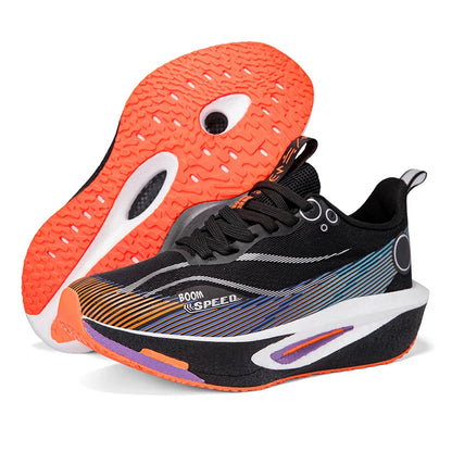 Unisex Carbon Board Running Shoes Professional Marathon Lightweight Bouncing Pad Breathable Ladies Stable Support Sports Shoes