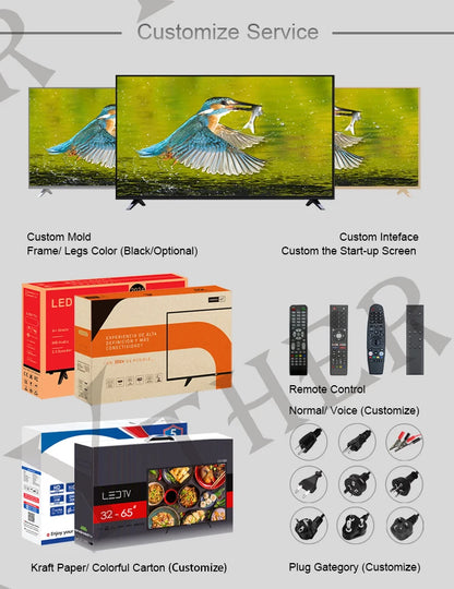 Accept customized 32 inch LED smart tv personal brand tv tv 43 50 55 65 inch