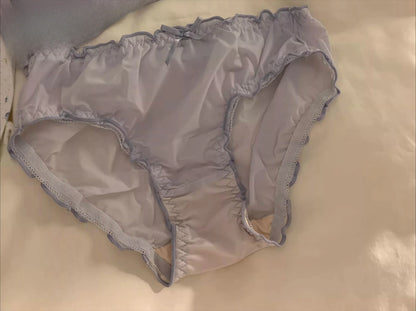 Wirefree Push Up Bra Set for Small Bust | French Ruffle Trim Silk Feel Thin Cups, Sweet Sexy Bralette | Hot MOYISU Sexy Panty AB