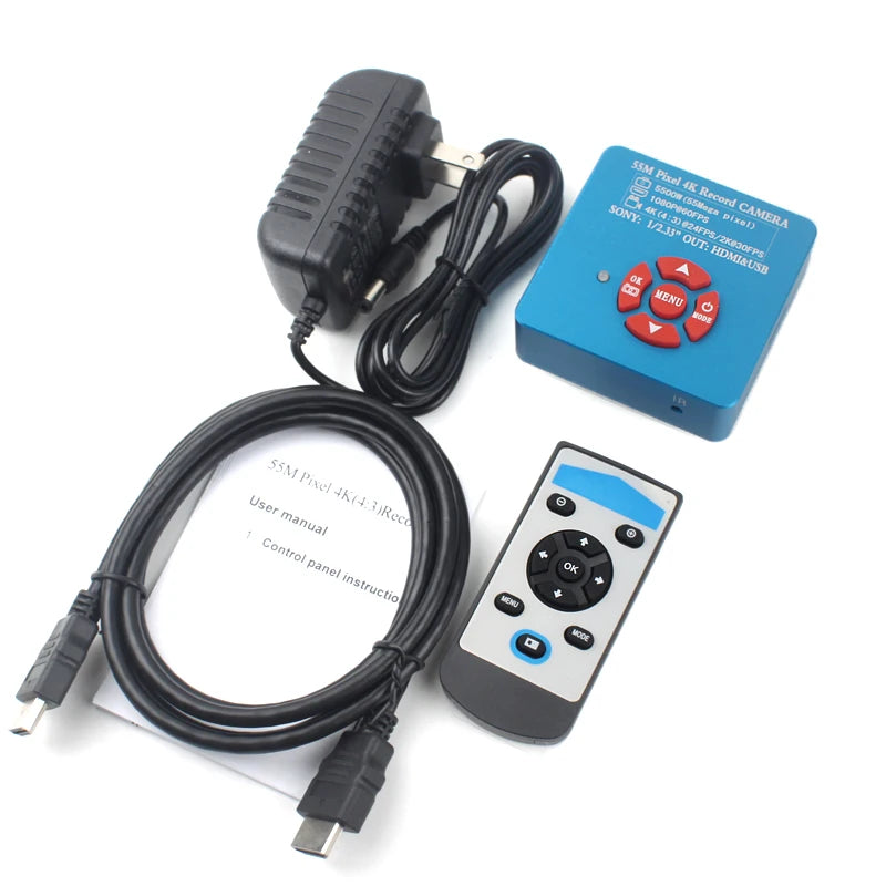 55MP 48MP 4K 1080P HDMI USB Video Microscope Camera 1-130X Infinitely Far C Mount Lens LED Light for Digital Image Acquisition