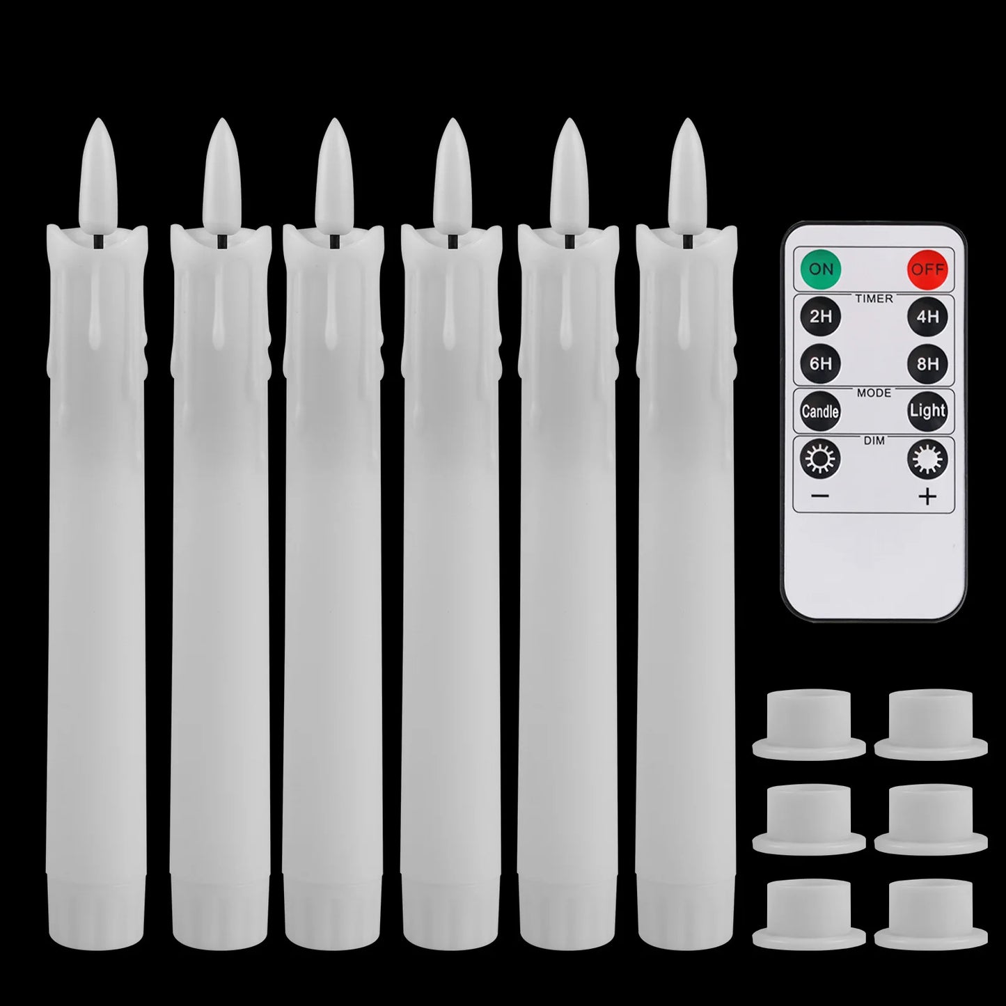 Pack of 6 Remote Control LED Decorative Candle Light Battery Operated Flameless Electronic Home Party Wedding Candle With Timer