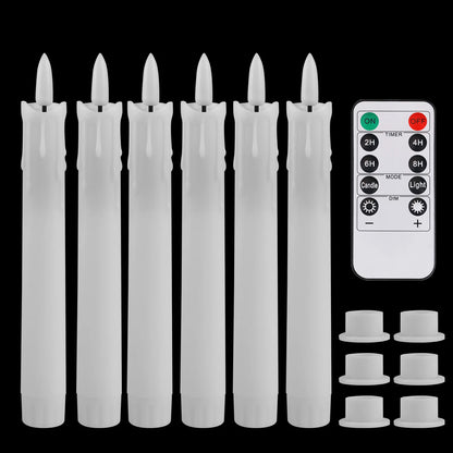 Pack of 6 Remote Control LED Decorative Candle Light Battery Operated Flameless Electronic Home Party Wedding Candle With Timer