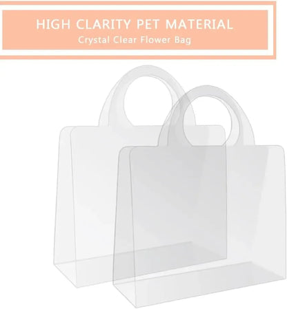 4-20PCS Flower Bag 50 Silk Clear PET Tote Bag Valentine's Day Transparent Gift Bag Simple Internet Popular Flower Packaging Bag