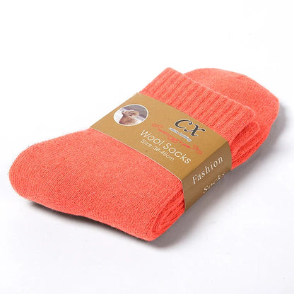1 Pair Solid Color Wool Socks Men's Sock Women Socks Against Super Thicker Winter Socks High Quality Cold Snow Sock Merino Socks