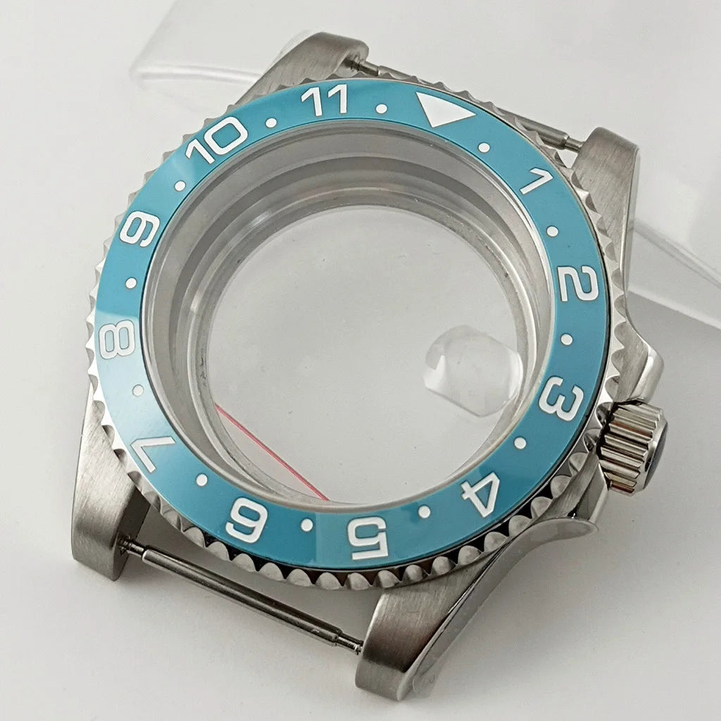 Goutent 40mm Sapphire Crystal Watch Case Blue Ceramic Bezel Fit NH34 NH35 NH36 ETA 2824 PT5000 ST2130 Movement