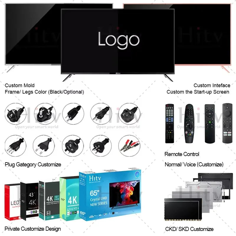 Accept customized 32 inch LED smart tv personal brand tv tv 43 50 55 65 inch