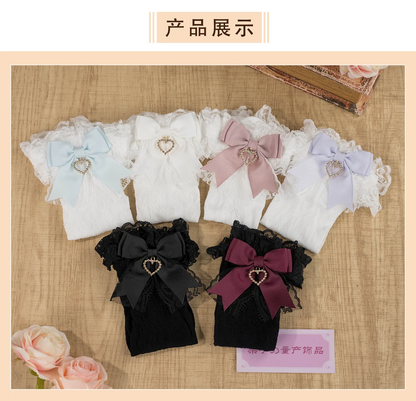 JK Lolita Lace Stockings Bow Knot Sweet Socks Female Long Stocking Teen Uniform Calf Socks Student Cute JK Socks