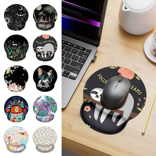 Gift Leopard Mouse Pad Ergonomic Gel Wrist Support Grey Non-Slip Base Wrist Rest Pad Typing and Pain Relief