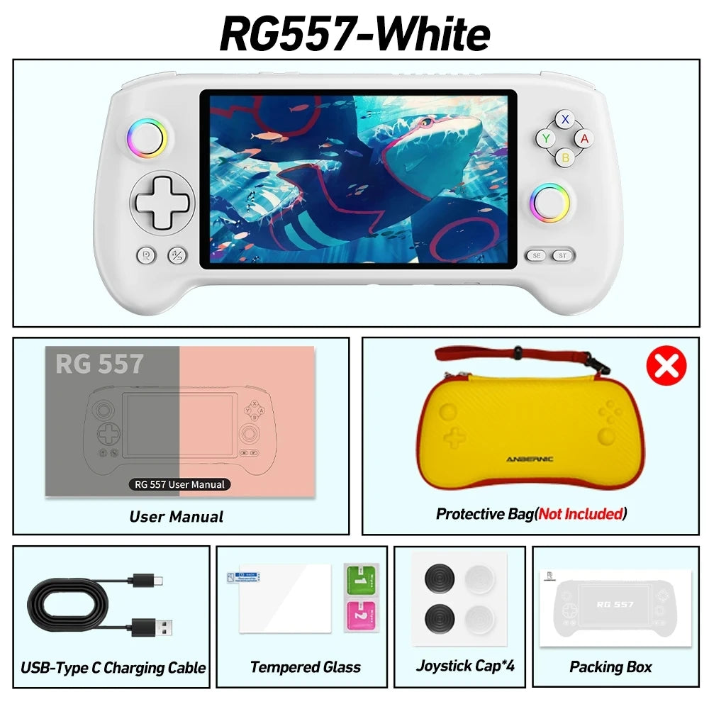 ANBERNIC RG557 Retro Handheld Game Video Player Console  Android 14 12G+256G 5.48 inch AMOLED Screen  512G PS2 PSP Games RG 557