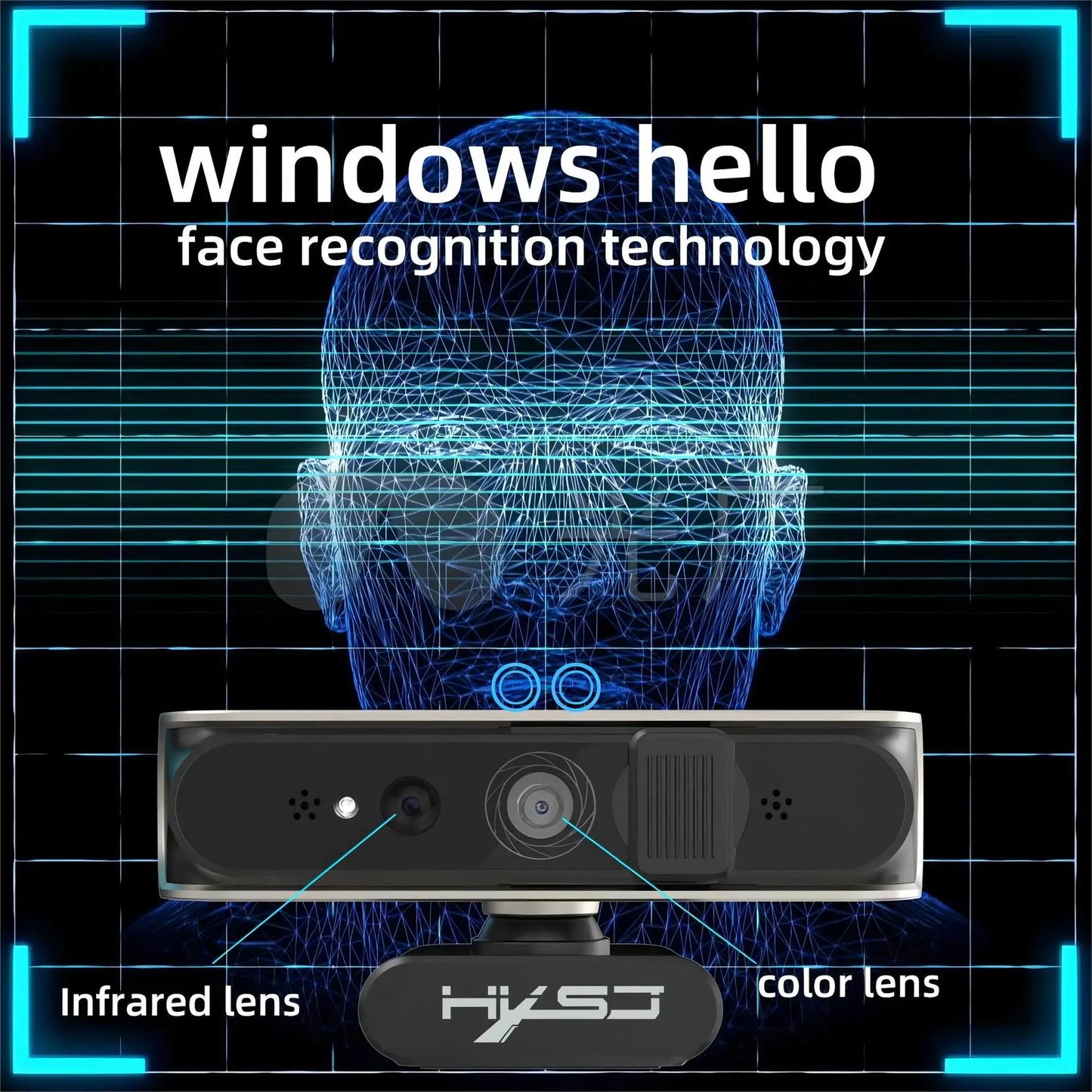 Webcam mini USB 30 FPS avec reconnaissance faciale en ligne, microphone intégré 5 millions de pixels, autofocus, déverrouillage automatique Windows Hello pour PC